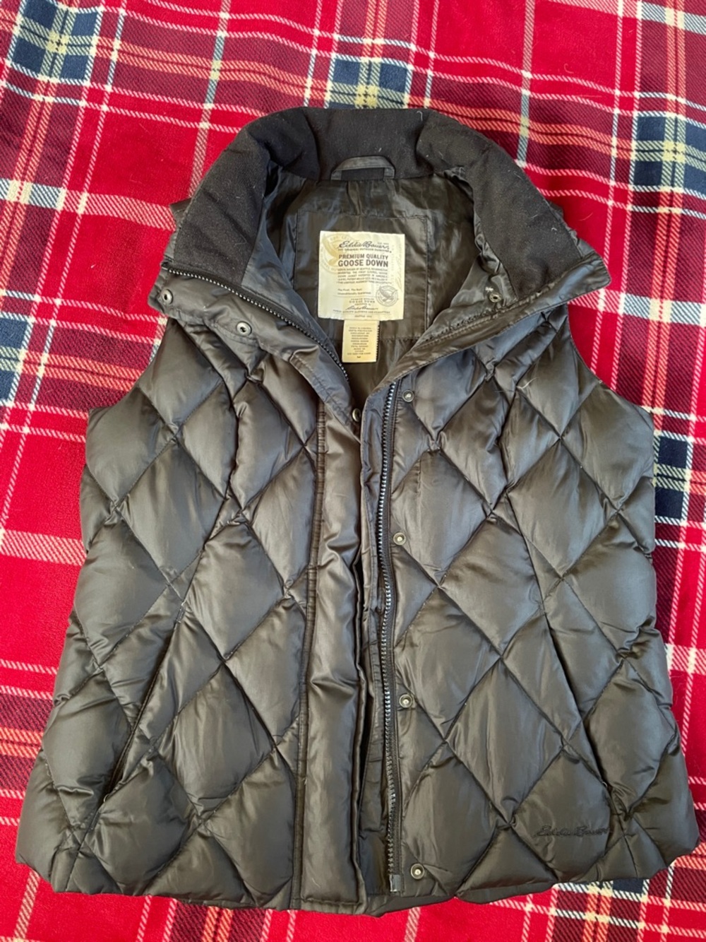 Eddie Bauer Black Quilted Goose Down Puffer Vest